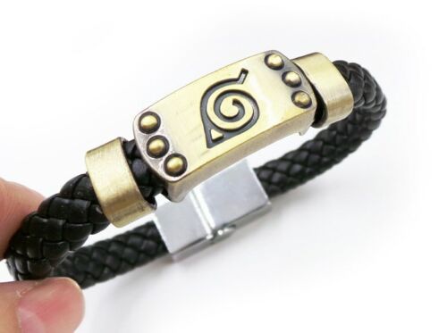 Naruto Shippuden Konoha Leaf Village Bracelet PU Leather Wristband Aus  Seller | eBay